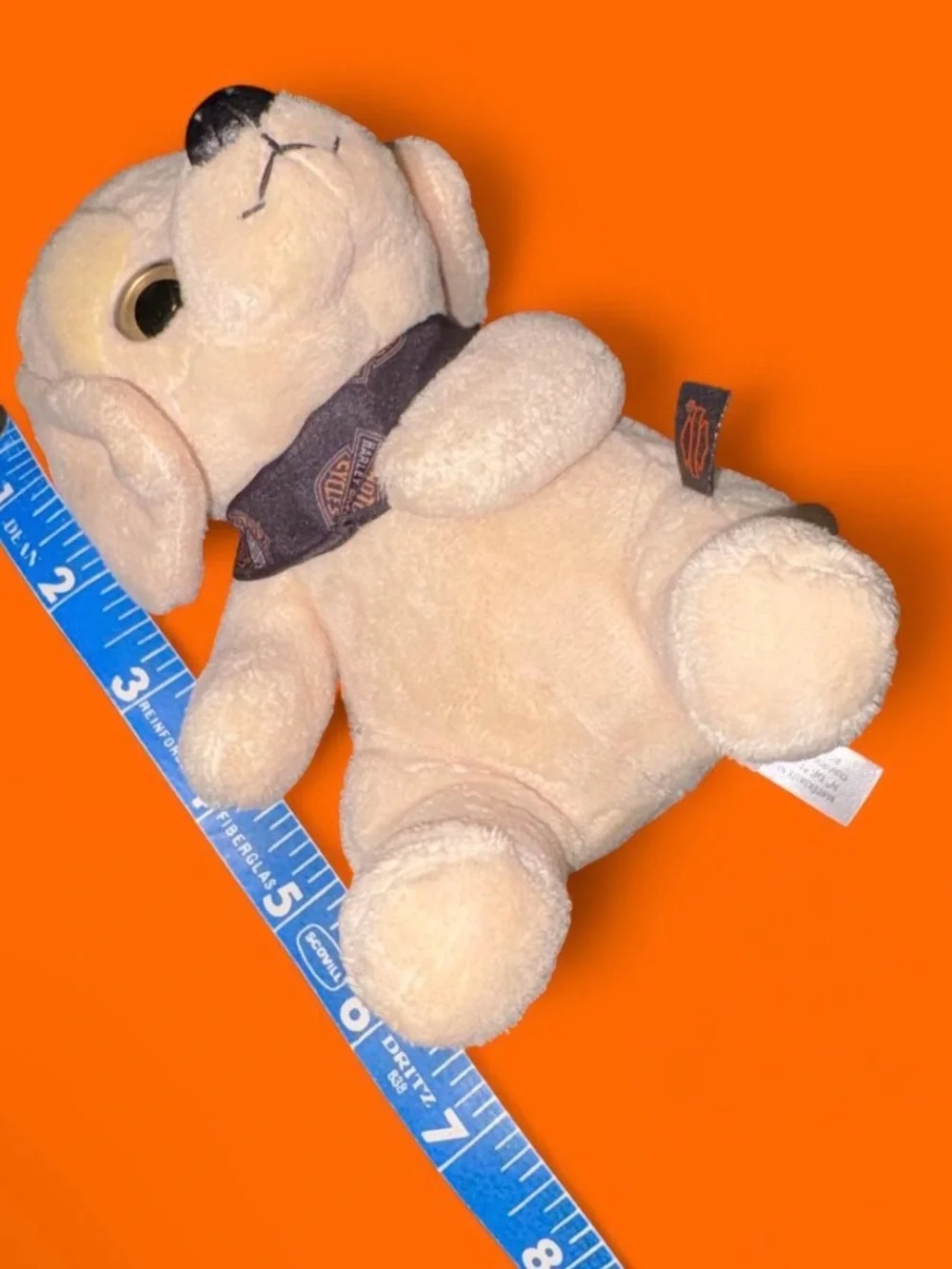 Harley-Davidson Cream Plush Puppy with Black Bandana